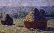 Claude Monet hostackar pa pa sensommarn painting